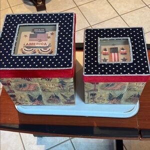 Patriotic Star-Patterned Storage Boxes